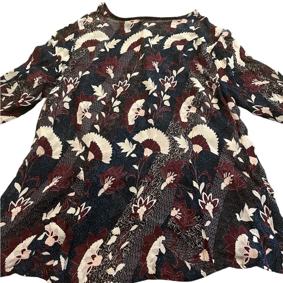 Lucky Brand Women’s Maya Print Peasant Top Sheer Long Sleeve - Picture 4 of 4